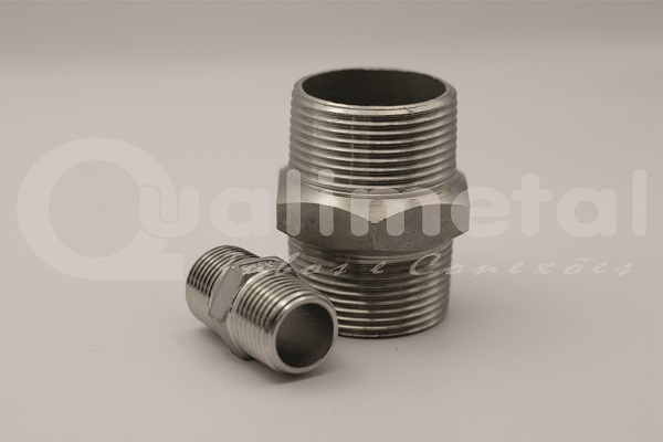 NIPLE DUPLO SEXTAVADO BSP NPT INOX 304 E 316 1 4 A 4 150 Site Qualimetal